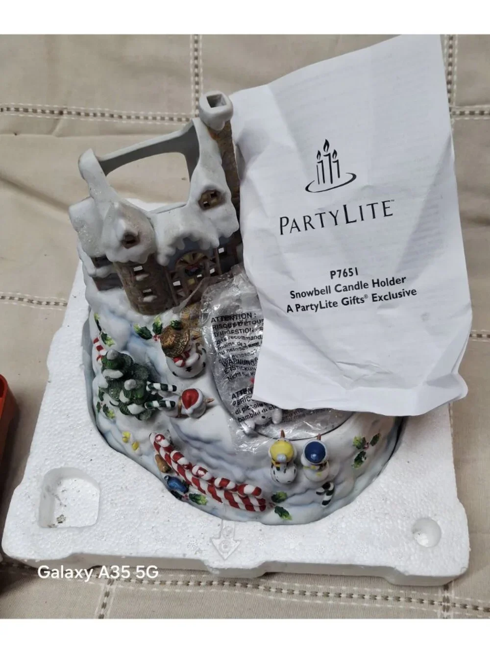 Partylite Snowbell Candle Holder Christmas Village Figurine With Mirror Base Exc